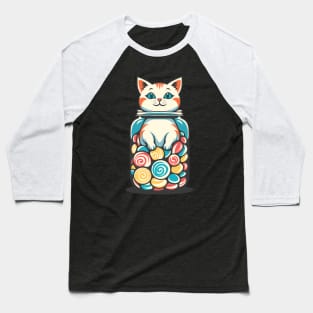 Cat and Candy Baseball T-Shirt
